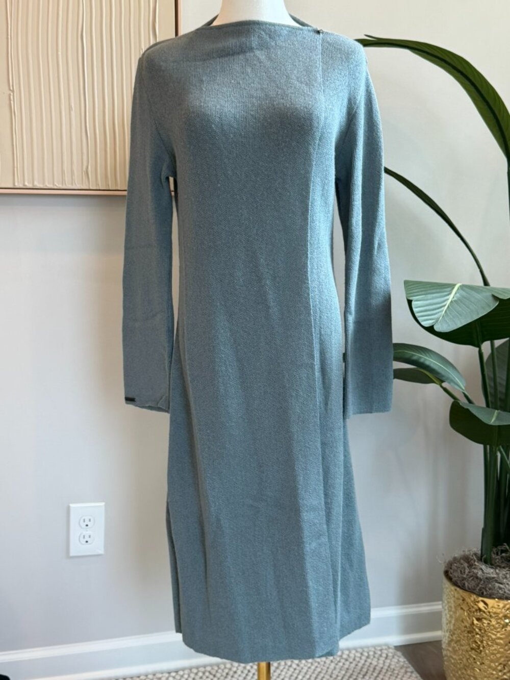 Carina Hildebrandt The Signature Knit Coat Baby Alpaca wool Peru Size 8/10 Aqua